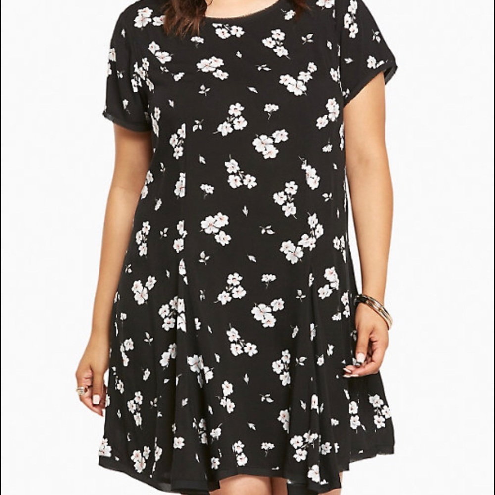 Floral Print Challis Tee Dress
